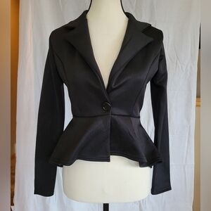 Miss Blush NWT Black 1 button high low peplum suit blazer 8